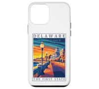 Custodia per iPhone 12 mini First State Delaware GPS Coordinates Travel Poster Opera d'arte