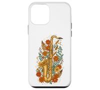 Custodia per iPhone 12 mini Floral Saxophone Jazz Music Saxophonist