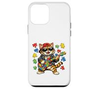 Custodia per iPhone 12 mini Funny Cat Rockstar Autism Puzzle Consapevolezza dell'autismo