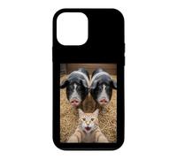 Custodia per iPhone 12 mini Funny Cat Selfie with Pigs Design - Cute Animal Pig Lovers