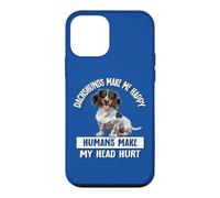 Custodia per iPhone 12 mini Funny Humans Hurt My Head Happy Piebald Dachshund Lover
