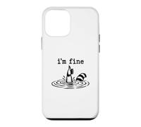 Custodia per iPhone 12 mini Funny Raccoon Im Fine Drowning Thumbs Up Sarcastico Citazione