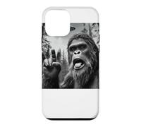 Custodia per iPhone 12 mini Funny Sasquatch Bigfoot Rock On Selfie With UFO Alien
