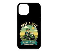 Custodia per iPhone 12 mini Funny Saying Just Boy Loves Lawn Mowers Sarcastico