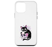 Custodia per iPhone 12 mini Gatto Nero Teschio Halloween Gotico Kawaii