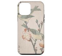 Custodia per iPhone 12 mini Giapponese Art Birds Occhi bianchi su un ramo di pesco