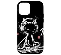 Custodia per iPhone 12 mini Giradischi in vinile vintage calligrafico DJ Cat arte giapponese