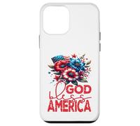 Custodia per iPhone 12 mini God Bless America, grazioso festone floreale e bandiera patriottica
