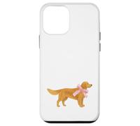 Custodia per iPhone 12 mini Golden Retriever, fiocco rosa, motivo: coquette, morbido, per bambina