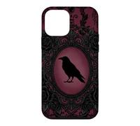 Custodia per iPhone 12 mini Gothic Victorian Raven Damask Black Rose Dark Romance Horror