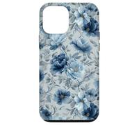 Custodia per iPhone 12 mini Gray And Blue Flower Lover Cute Girly Navy Floral Nature