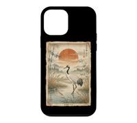 Custodia per iPhone 12 mini Gru e Red Sun Giapponese Woodblock Arte tradizionale giapponese