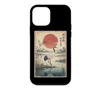 Custodia per iPhone 12 mini Gru e Red Sun Giapponese Woodblock Arte tradizionale giapponese