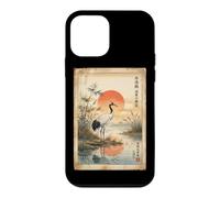 Custodia per iPhone 12 mini Gru E Sole Rosso Giapponese Woodblock Art Tradizionale Giappone