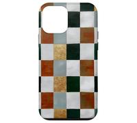 Custodia per iPhone 12 mini Gustav klimt - Scacchiera marrone chiaro e verde cadmio