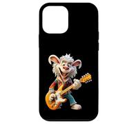 Custodia per iPhone 12 mini Happy Cartoon Rabbit Rocker che suona la chitarra elettrica