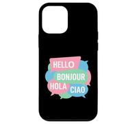 Custodia per iPhone 12 mini Hello Bonjour Hola Ciao Linguista poliglotta multilingue