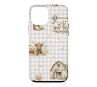 Custodia per iPhone 12 mini Highland Mucca Pecora Rustico Fattoria Paese Acquerello