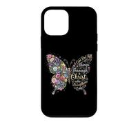 Custodia per iPhone 12 mini I Can Do All Things Through Christ Floral Butterfly Faith