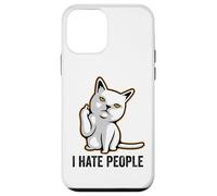 Custodia per iPhone 12 mini I Hate People Sign,Funny Cat Giving the Finger Flipping Off