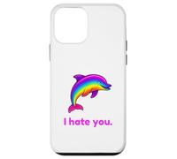 Custodia per iPhone 12 mini I Hate You Rainbow Dolphin Divertente