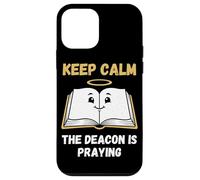 Custodia per iPhone 12 mini Il divertente diacono Keep Calm sta pregando, umorismo biblico cristiano
