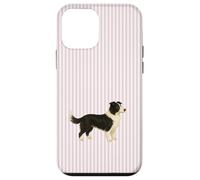 Custodia per iPhone 12 mini Illustrazione a righe rosa Border Collie carino per cane mamma