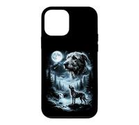 Custodia per iPhone 12 mini Irish Wolfhound Howling to the Moon, cane retrò anni '90