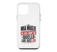 Custodia per iPhone 12 mini Ironica per marito agli ordini della moglie. Stampa nera