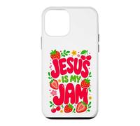 Custodia per iPhone 12 mini Jesus is My Jam Cute Christian Strawberry Faith