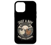 Custodia per iPhone 12 mini Just A Boy Who Loves Chickens Retro Farm Blueprint Livestock