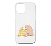Custodia per iPhone 12 mini Kawaii Chibi Capybara con una fetta di torta Yuzu Cute Art