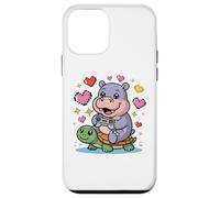 Custodia per iPhone 12 mini Kawaii Gaming Animal Graphic Turtle Cute Hippopotamus Gamer