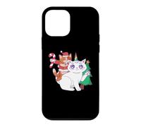 Custodia per iPhone 12 mini Kitten Riding Cat Merry Christmas Cappello di Babbo Natale Meowy Xmas