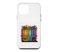 Custodia per iPhone 12 mini La diversità ci rende bellissimi libri arcobaleno fiori