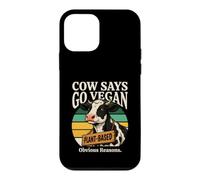 Custodia per iPhone 12 mini La mucca dice che va vegano a base vegetale ovvi motivi