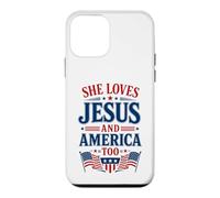 Custodia per iPhone 12 mini Lei ama Gesù e anche l"America 4 luglio USA