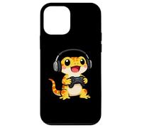 Custodia per iPhone 12 mini Leopard gecko Playing Video Game Reptiles Video Gamers