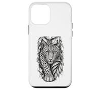 Custodia per iPhone 12 mini Leopard Jungle Sketch dettagliata Wildlife Line Art