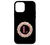Custodia per iPhone 12 mini Letter H Floral Monogram Initial Name Pink White Flower
