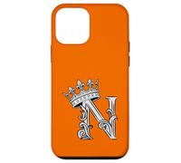 Custodia per iPhone 12 mini Lettera N iniziale + corona arancione