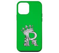 Custodia per iPhone 12 mini Lettera R Iniziale + Corona Kelly Verde