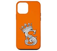Custodia per iPhone 12 mini Lettera S Iniziale + Corona Arancione