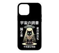 Custodia per iPhone 12 mini Libro di lettura del gatto spaziale UFO Alien Design