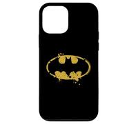 Custodia per iPhone 12 mini Logo Batman Splash Emblema Graffiti Giallo su Nero
