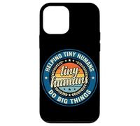 Custodia per iPhone 12 mini Logo vintage con scritta "Helping Tiny Humans Do Big Things Teacher"