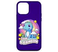 Custodia per iPhone 12 mini Look a Rainbow Cute Dinosaur with a Rainbow and Stars
