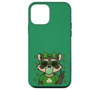 Custodia per iPhone 12 mini Lucky Irish Raccoon Cute with Green Sunglasses and Gum