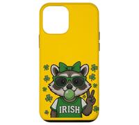 Custodia per iPhone 12 mini Lucky Irish Raccoon with Green Sunglasses and Gum
