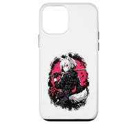 Custodia per iPhone 12 mini Lupo Anime Girl Samurai Katana Rosa Nero Design Estetico